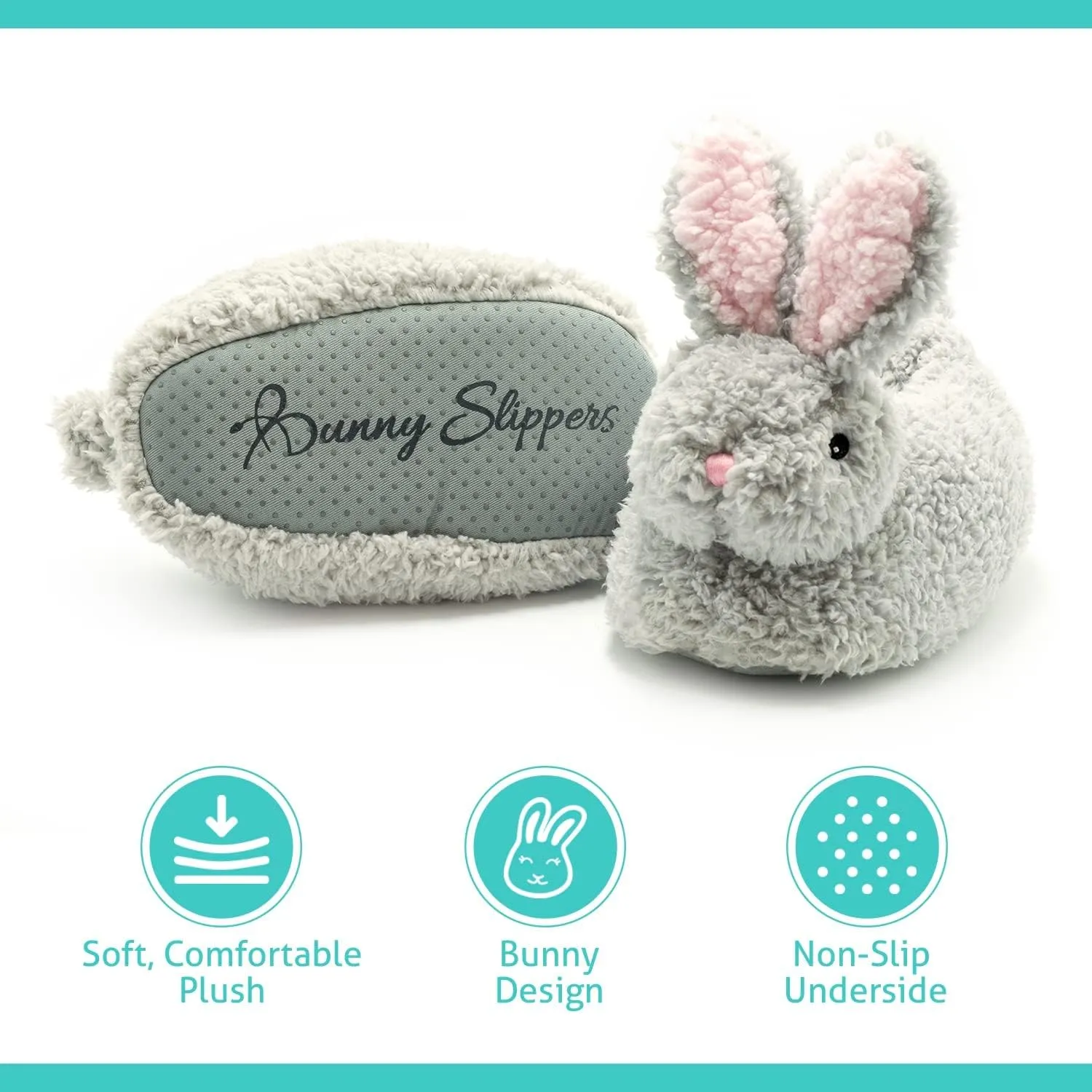 Bright Line Eating Kids Bunny Slippers, House Shoes for Big Kids