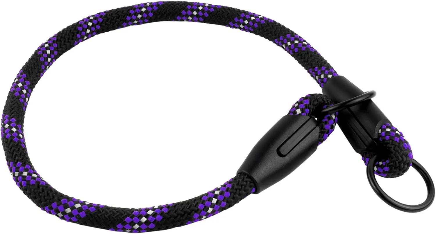 BronzeDog Rope Pro Training Dog Collar Braided No Pull Quick Release Round Lead Collars for Dogs Small Medium Large Puppy (M - 19.7" Long, Purple)