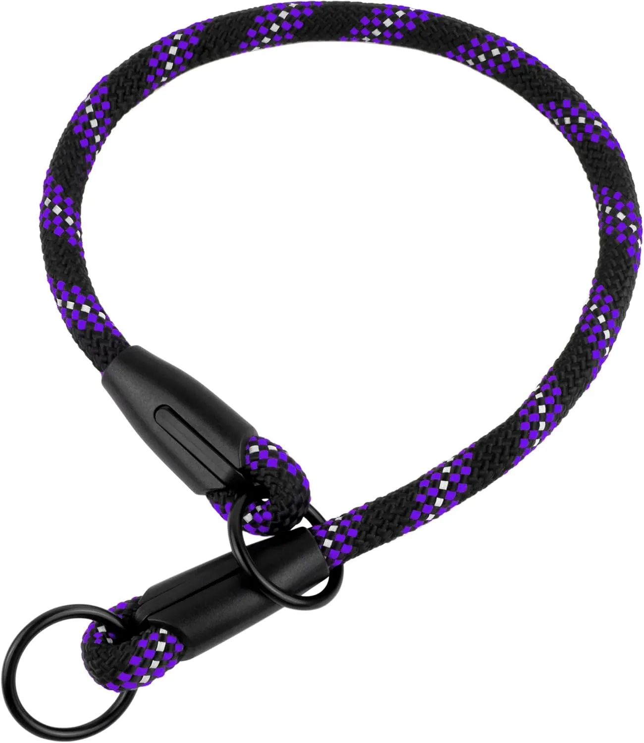 BronzeDog Rope Pro Training Dog Collar Braided No Pull Quick Release Round Lead Collars for Dogs Small Medium Large Puppy (M - 19.7" Long, Purple)