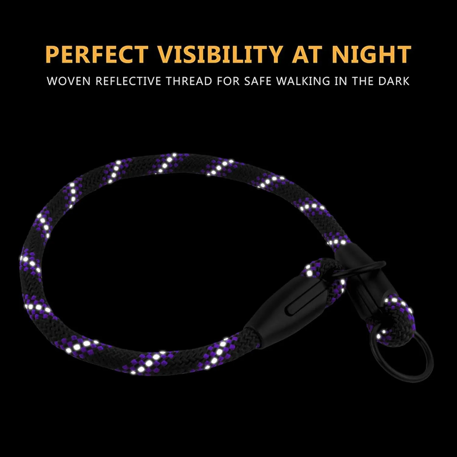 BronzeDog Rope Pro Training Dog Collar Braided No Pull Quick Release Round Lead Collars for Dogs Small Medium Large Puppy (M - 19.7" Long, Purple)