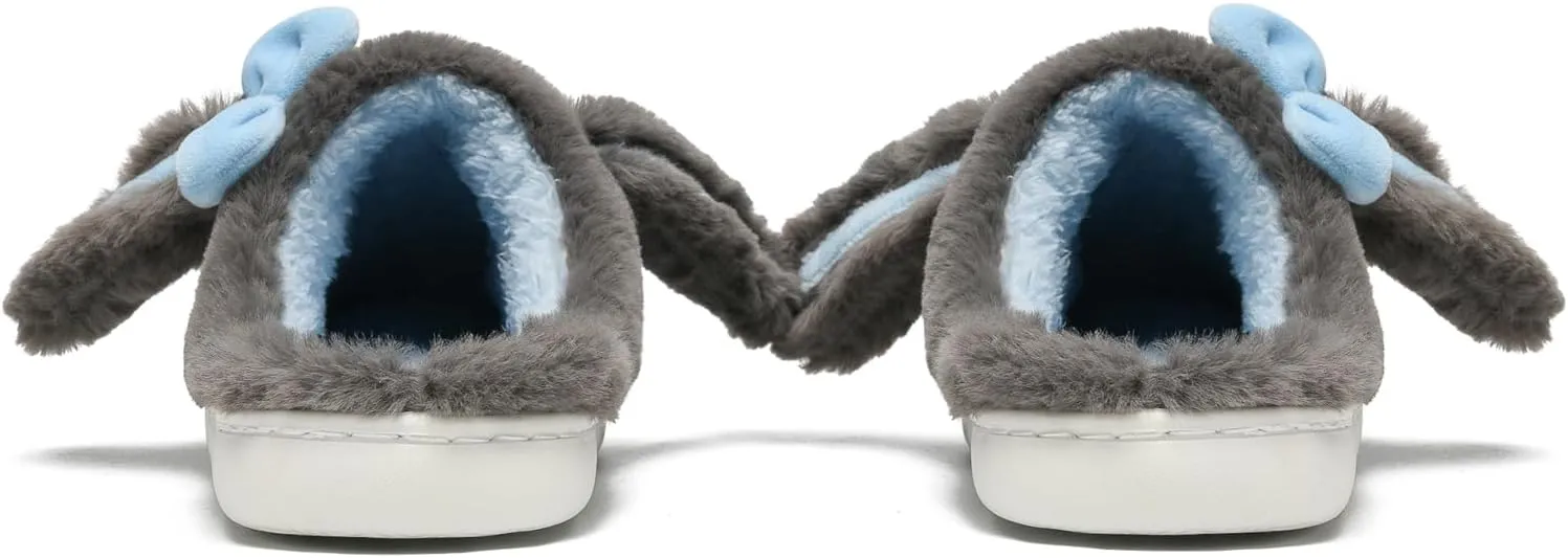 Bunny Animal Slippers for Women and Men, Cute Bow Fuzzy Fluffy Comfy Plush Cartoon Woman Preppy Funny Furry Rabbit Pillow Cloud Home Bedroom House Slipper for Womens Indoor and Outdoor