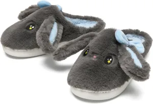 Bunny Animal Slippers for Women and Men, Cute Bow Fuzzy Fluffy Comfy Plush Cartoon Woman Preppy Funny Furry Rabbit Pillow Cloud Home Bedroom House Slipper for Womens Indoor and Outdoor