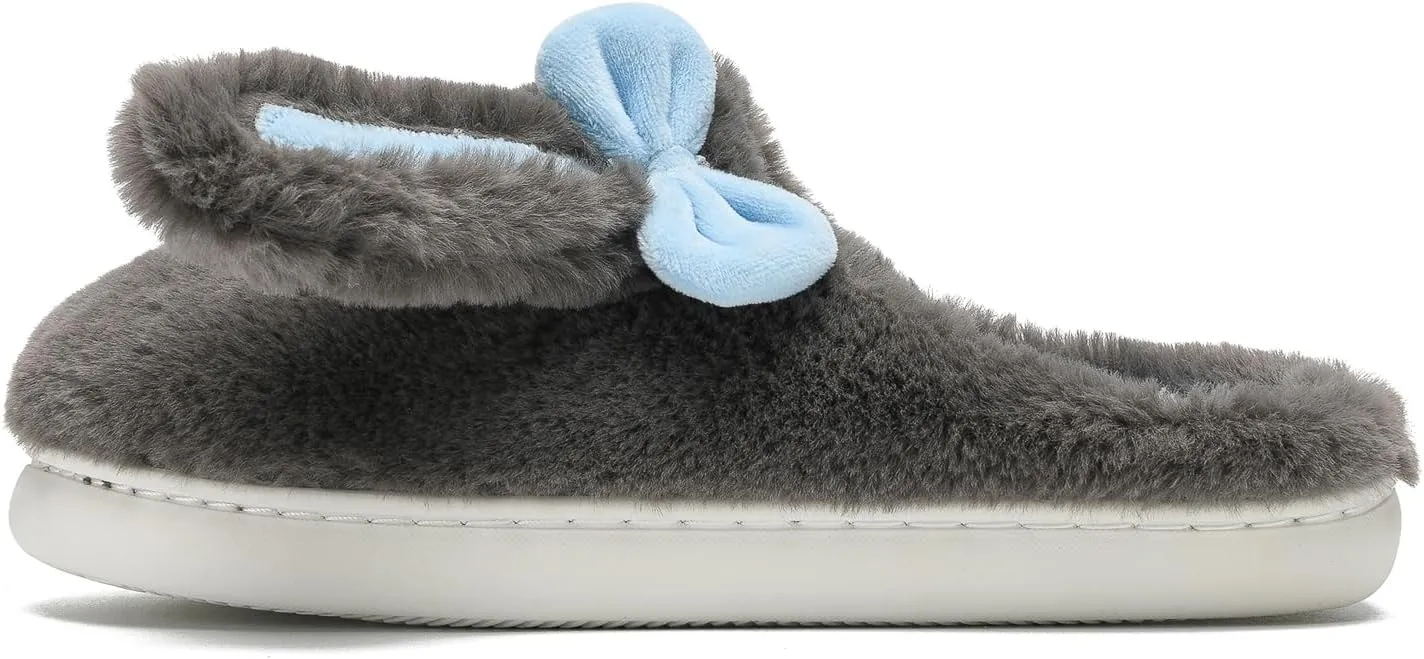 Bunny Animal Slippers for Women and Men, Cute Bow Fuzzy Fluffy Comfy Plush Cartoon Woman Preppy Funny Furry Rabbit Pillow Cloud Home Bedroom House Slipper for Womens Indoor and Outdoor