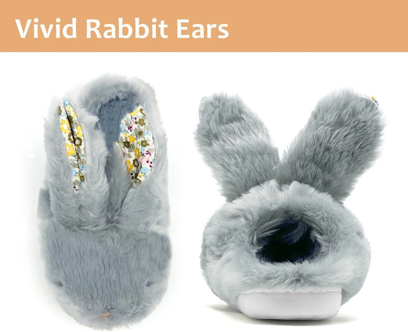 Bunny Slippers for Women Men Cute Plush Rabbit Fuzzy Slippers, Soft Fluffy Animal Winter Warm Indoor House Slippers Shoes
