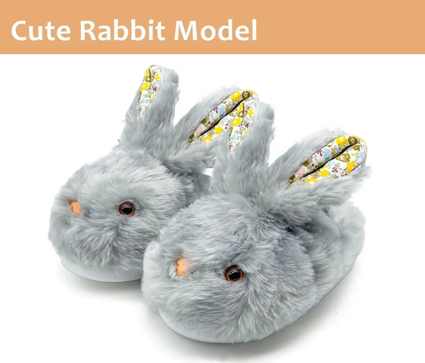 Bunny Slippers for Women Men Cute Plush Rabbit Fuzzy Slippers, Soft Fluffy Animal Winter Warm Indoor House Slippers Shoes