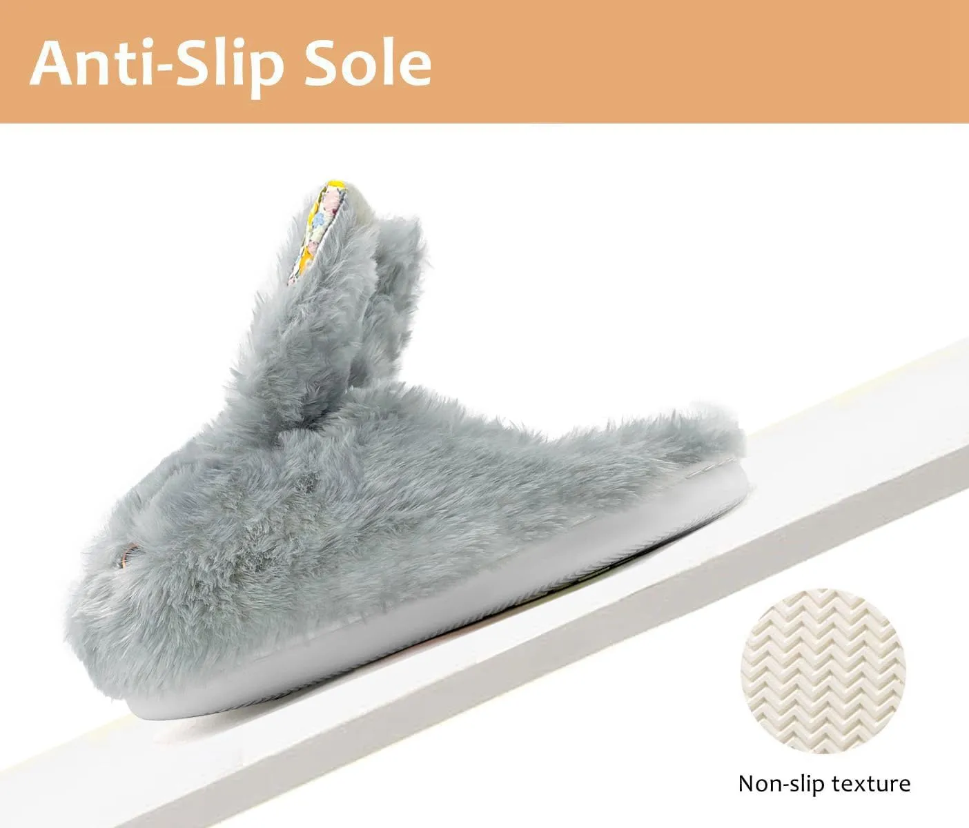 Bunny Slippers for Women Men Cute Plush Rabbit Fuzzy Slippers, Soft Fluffy Animal Winter Warm Indoor House Slippers Shoes