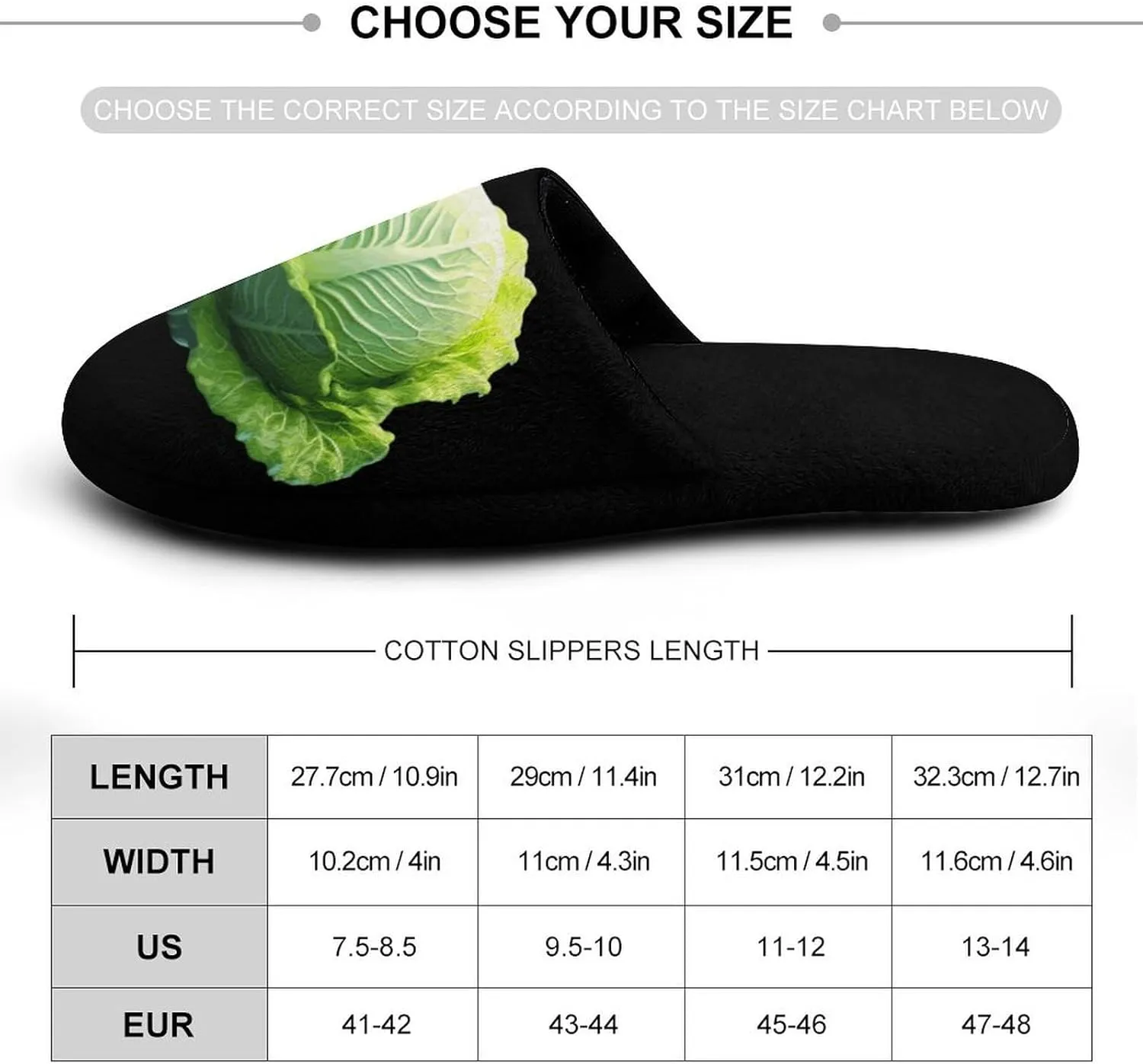 Cabbage House Slippers for Men Warm Plush Slip On Slipper for Indoor Outdoor
