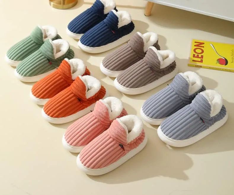 Caistre Women Men Ankle Bootie Slipper Plush Warm Indoor Outdoor Shoes Comfy Fleece Lined Memory Foam Slipper with Anti-Slip Sole