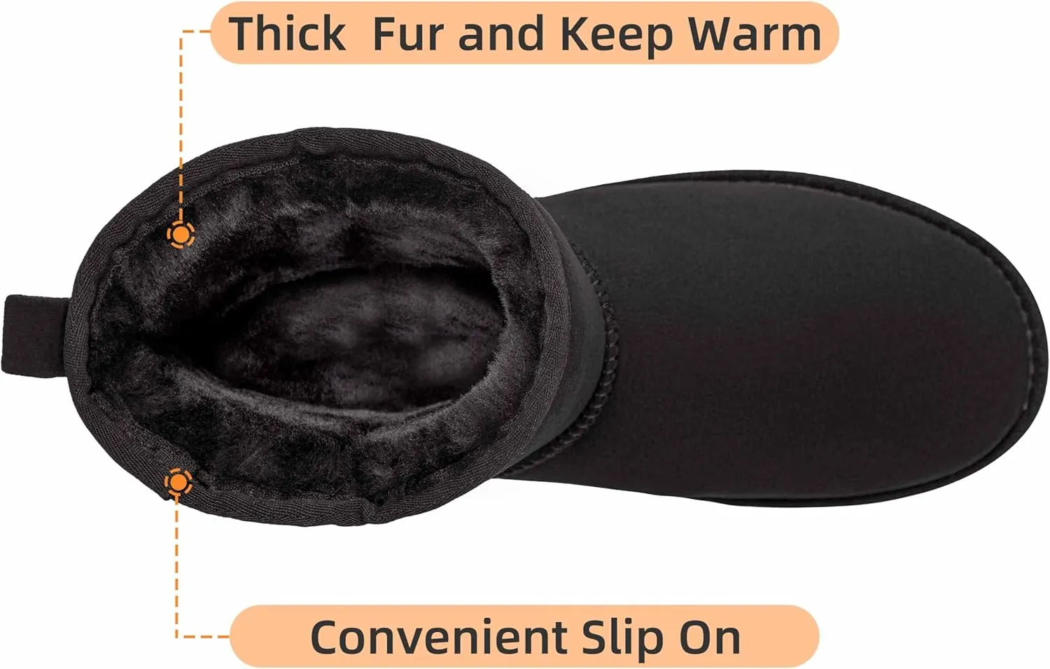 CAMEL CROWN Mens Fur Snow Boots Slip on Winter Boots Mid Calf House Slippers Boots Short Mini Boots for Men