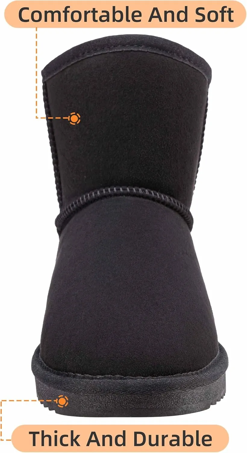 CAMEL CROWN Mens Fur Snow Boots Slip on Winter Boots Mid Calf House Slippers Boots Short Mini Boots for Men