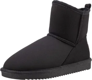 CAMEL CROWN Mens Fur Snow Boots Slip on Winter Boots Mid Calf House Slippers Boots Short Mini Boots for Men