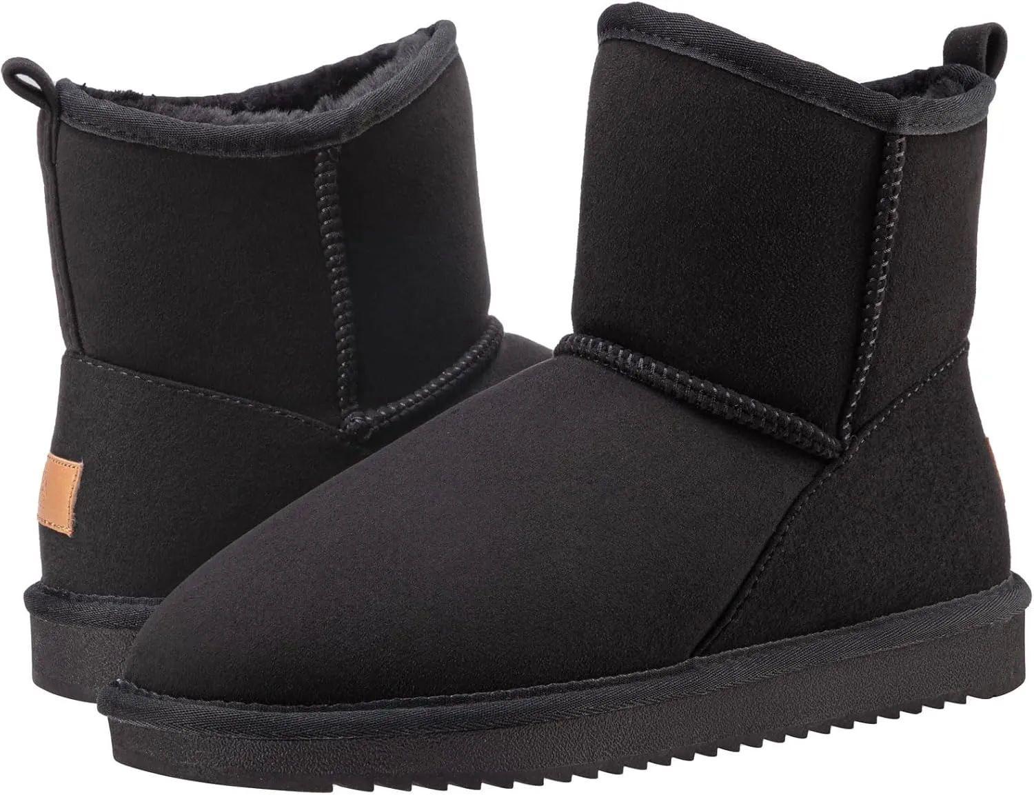 CAMEL CROWN Mens Fur Snow Boots Slip on Winter Boots Mid Calf House Slippers Boots Short Mini Boots for Men