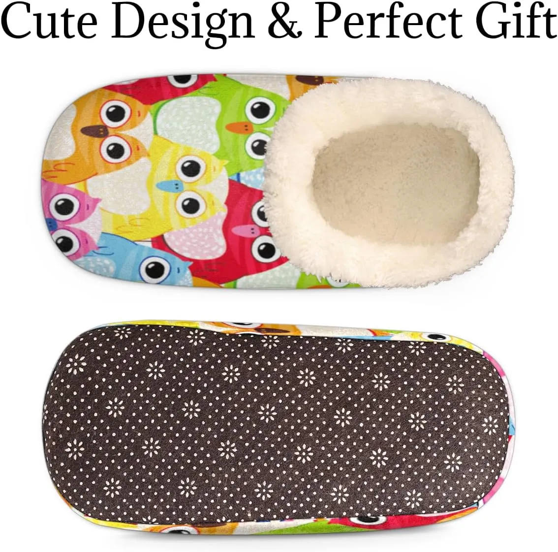 Cartoon Owl House Slippers for Women/Men, Non-Slip House Slipper Socks, Plush Lined Slippers Shoes for Boys Girls Teens Indoor Bedroom (Cute Animal Bird)