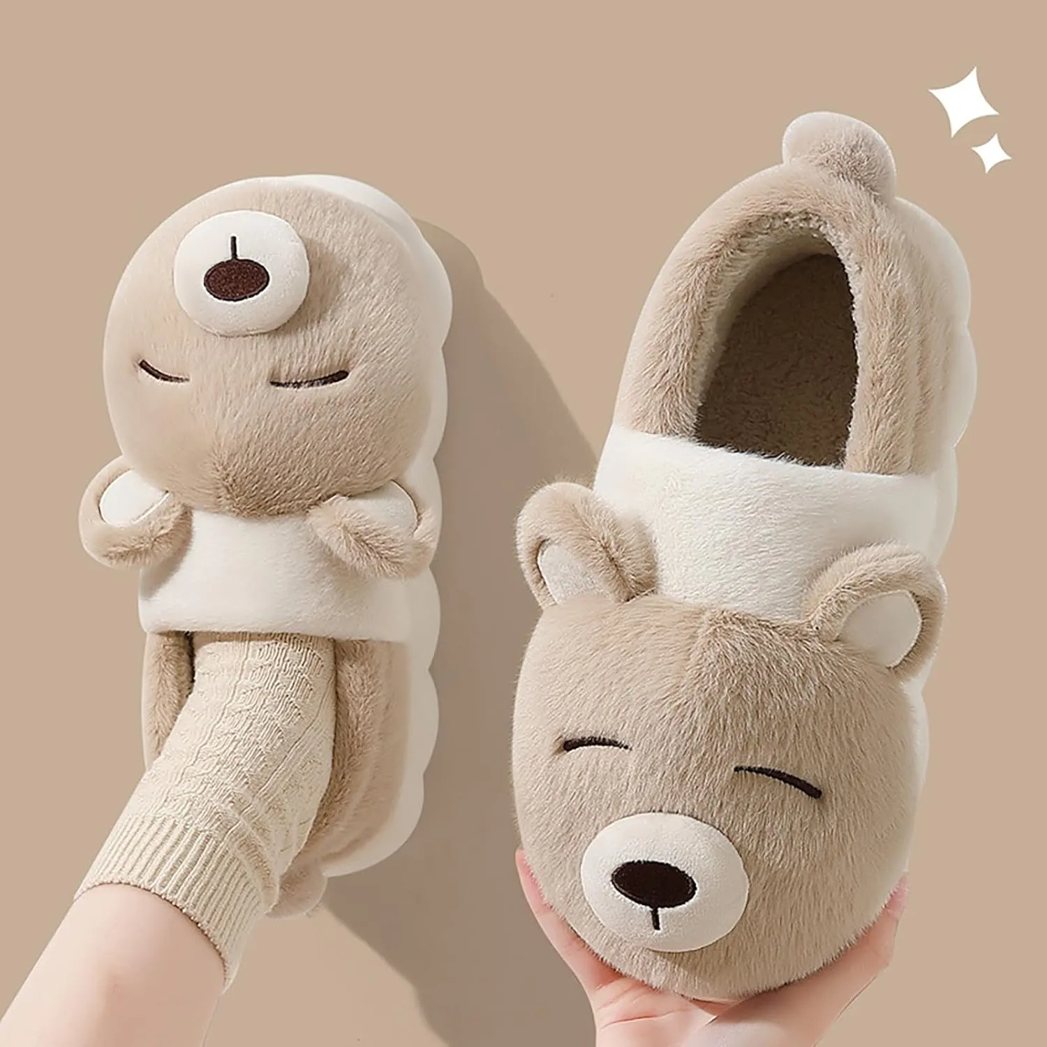 Cat Paw Slippers, 3D Cat Paw Cartoon Slipper for Women Warm Fluffy Furry Winter House Cat Paw Slides for Indoor Outdoor