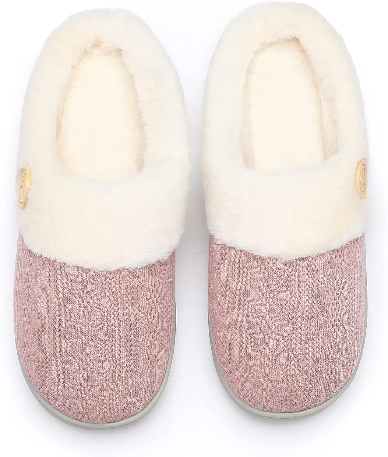 Chantomoo Womens Slipper Warm Comfy Memory Foam House Slippers Knitted Shoes Faux Fur Lined Anti-Skid Rubber Sole Bedroom Cozy Indoor Outdoor Slippers