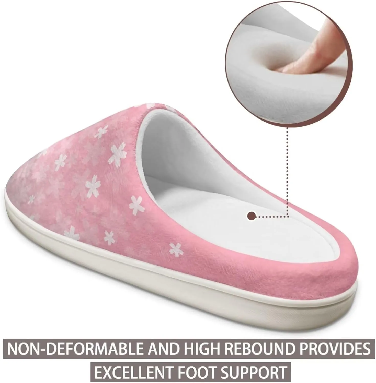 chaqlin Winter Fuzzy Slippers Flower Print Fluffy House Sandals Flat Heels Womens Wide Slip Resistant Memory Foam Bedroom Causal Shoes Slipper
