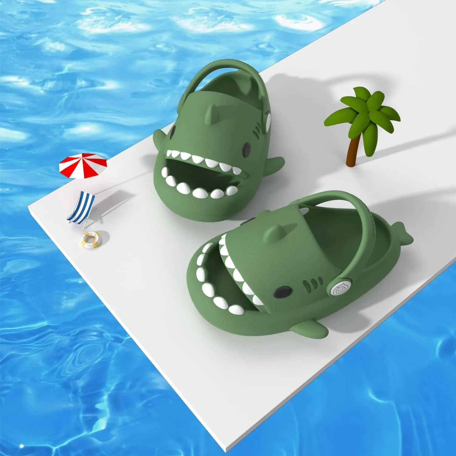 ChayChax Boys Girl Cloud Shark Slides Non-Slip Novelty Open Toe Sandals Extremely Comfy Cushioned Thick Sole Cute Cartoon Shower Slippers Indoor & Outdoor