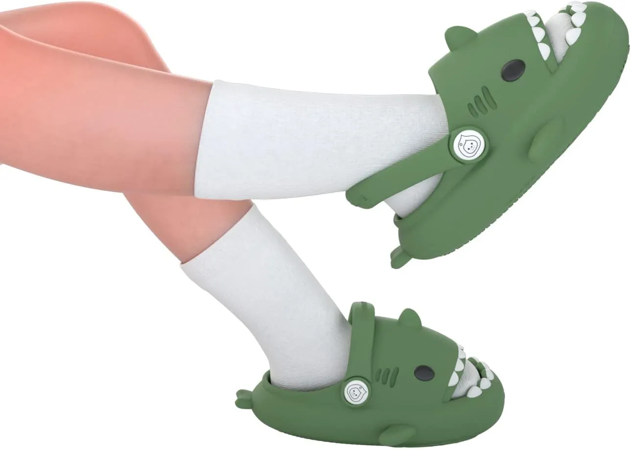 ChayChax Boys Girl Cloud Shark Slides Non-Slip Novelty Open Toe Sandals Extremely Comfy Cushioned Thick Sole Cute Cartoon Shower Slippers Indoor & Outdoor