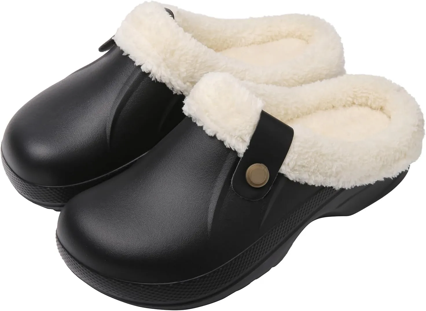 ChayChax Women and Men Fur Lined Clogs Memory Foam Warm Fuzzy Slippers Winter Waterproof Indoor Outdoor Slipper