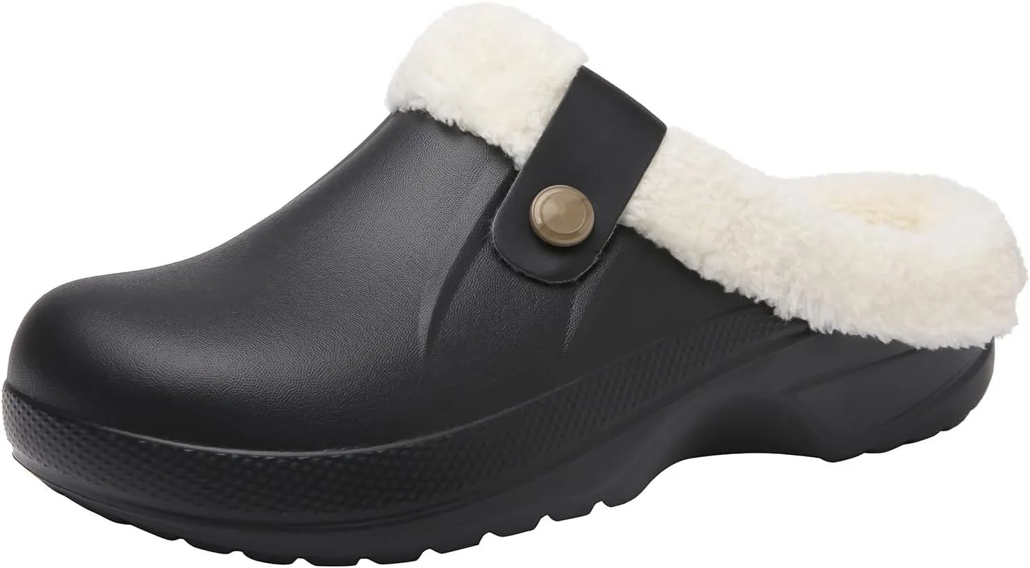 ChayChax Women and Men Fur Lined Clogs Memory Foam Warm Fuzzy Slippers Winter Waterproof Indoor Outdoor Slipper
