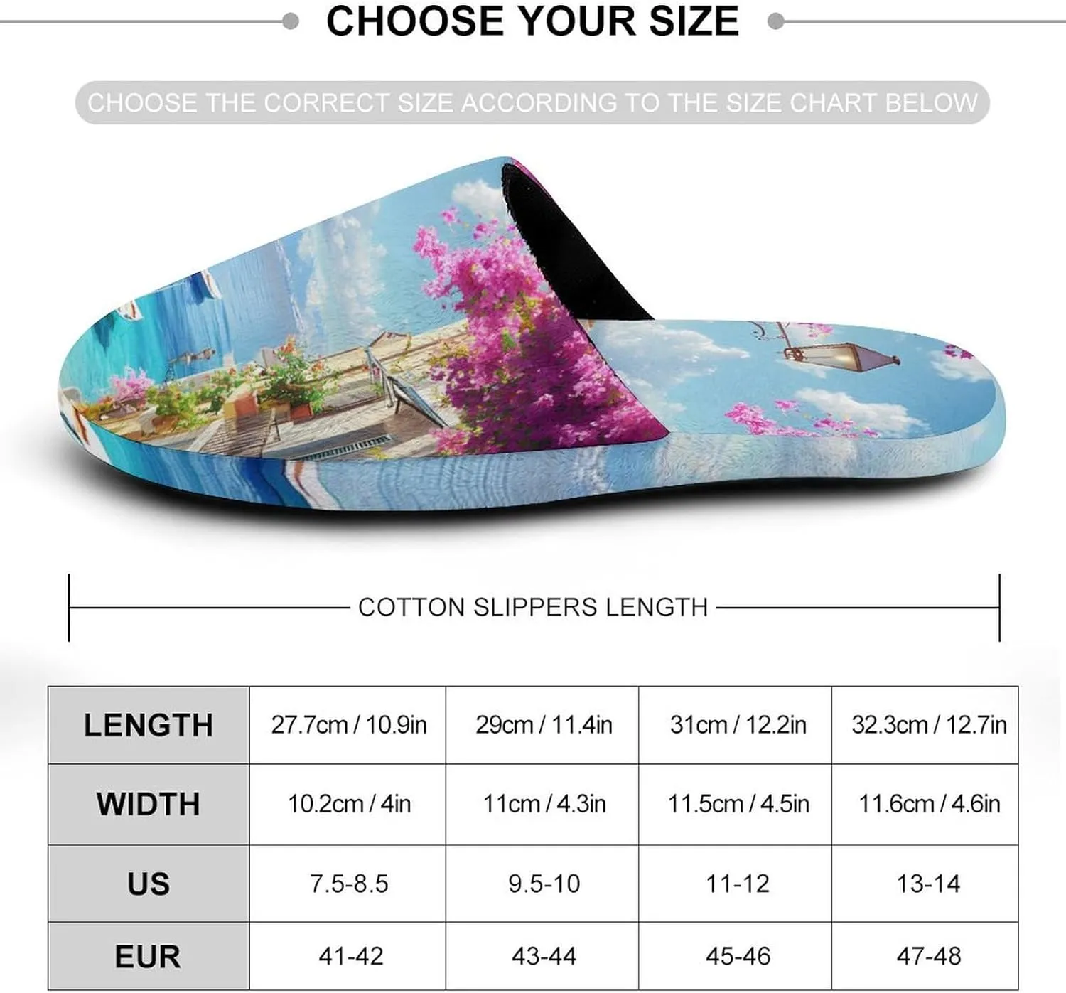 Cherry Blossoms Town Mens Slippers Warm House Shoes Cotton Slippers Home Bedroom Slippers Casual Shoes