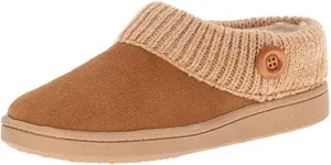 CLARKS Angelina Cinnamon Knitted Collar Winter Clog Rounded Closed Toe Slipper-Wide (Cinnamon, 11), Cinnamon/Beige2