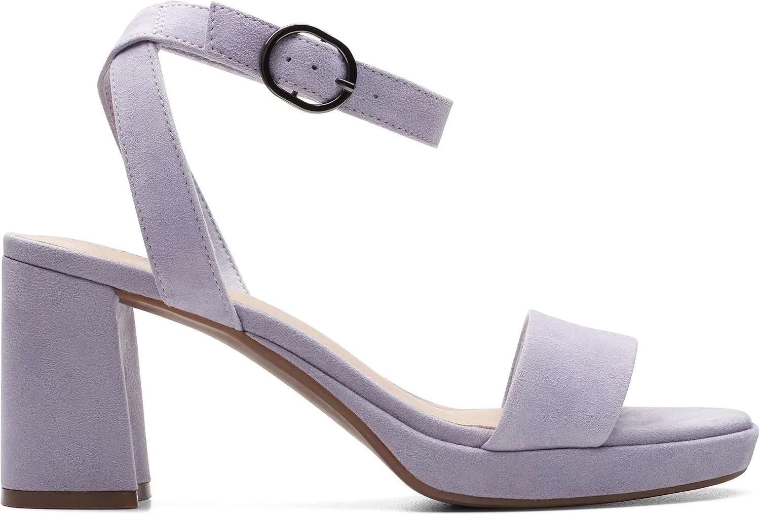 Clarks Women's AmbyrLyn Bay Heeled Sandal, Blue Grey Suede, 8