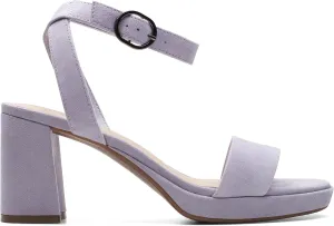 Clarks Women's AmbyrLyn Bay Heeled Sandal, Blue Grey Suede, 8