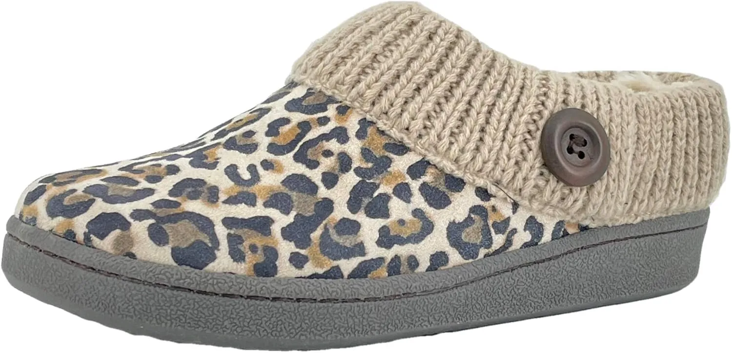 Clarks Women's Knitted Collar Clog (6 M US, Tan/Brown Leopard)