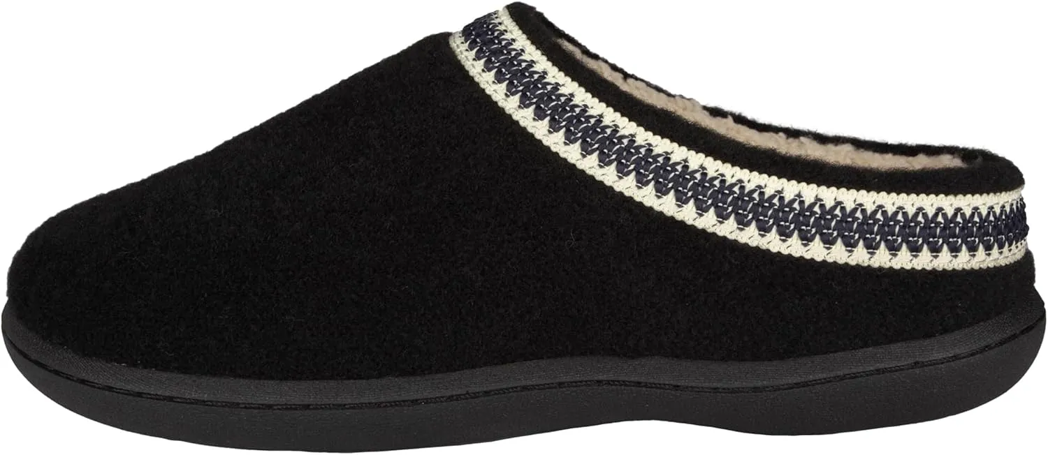 Clarks Womens Wool Felt Clog Slippers JMH1319T - Warm Cozy Plush Faux Fur Lined - Indoor Outdoor House Slipper for Women