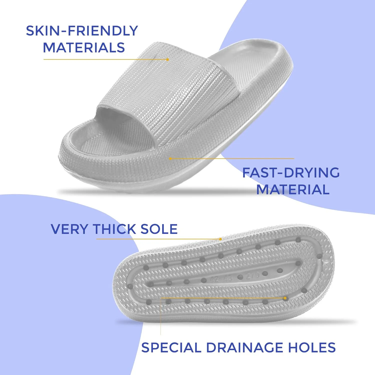 Cloud Slides For Women And Men - Comfy Non Slip Indoors Slippers For Shower Spa Pool College Outdoors Slides - Soft And Cozy Open Toe House Sandals Thick Soles