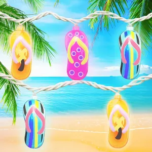 Couah Tropical Beach Themed Slipper String Lights, 3D Flip Flop Party Lantern 8.5ft 10 LED for Bedroom Dorm Wreathe Summer Wedding Birthday Kindergarten Indoor Outdoor Decorations, White Wire
