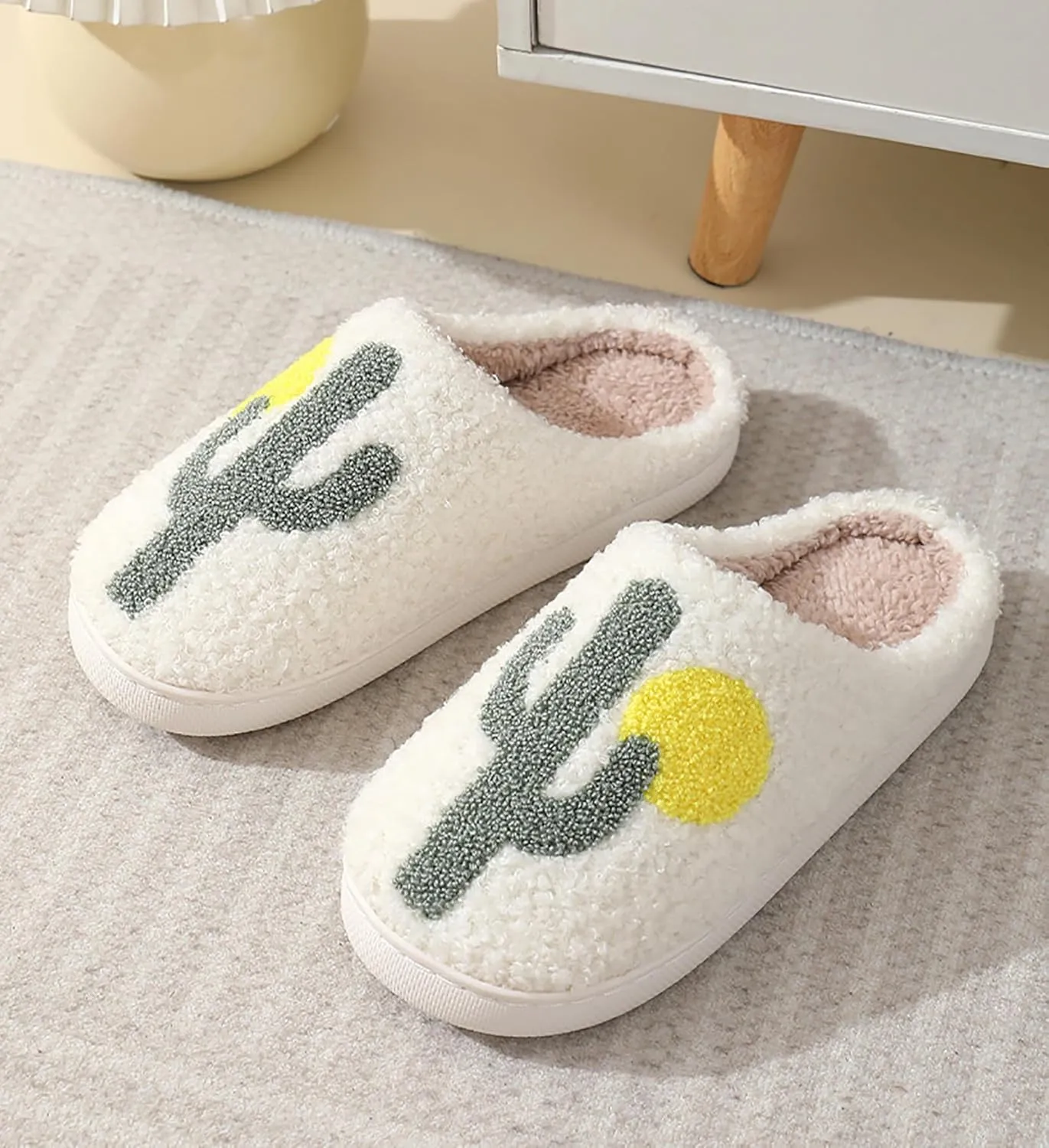 Cowboy Cowgirl Hat Slippers For Women Men Smile Face Slipper Plush Comfy Retro Preppy Slippers Warm Fuzzy House Shoes