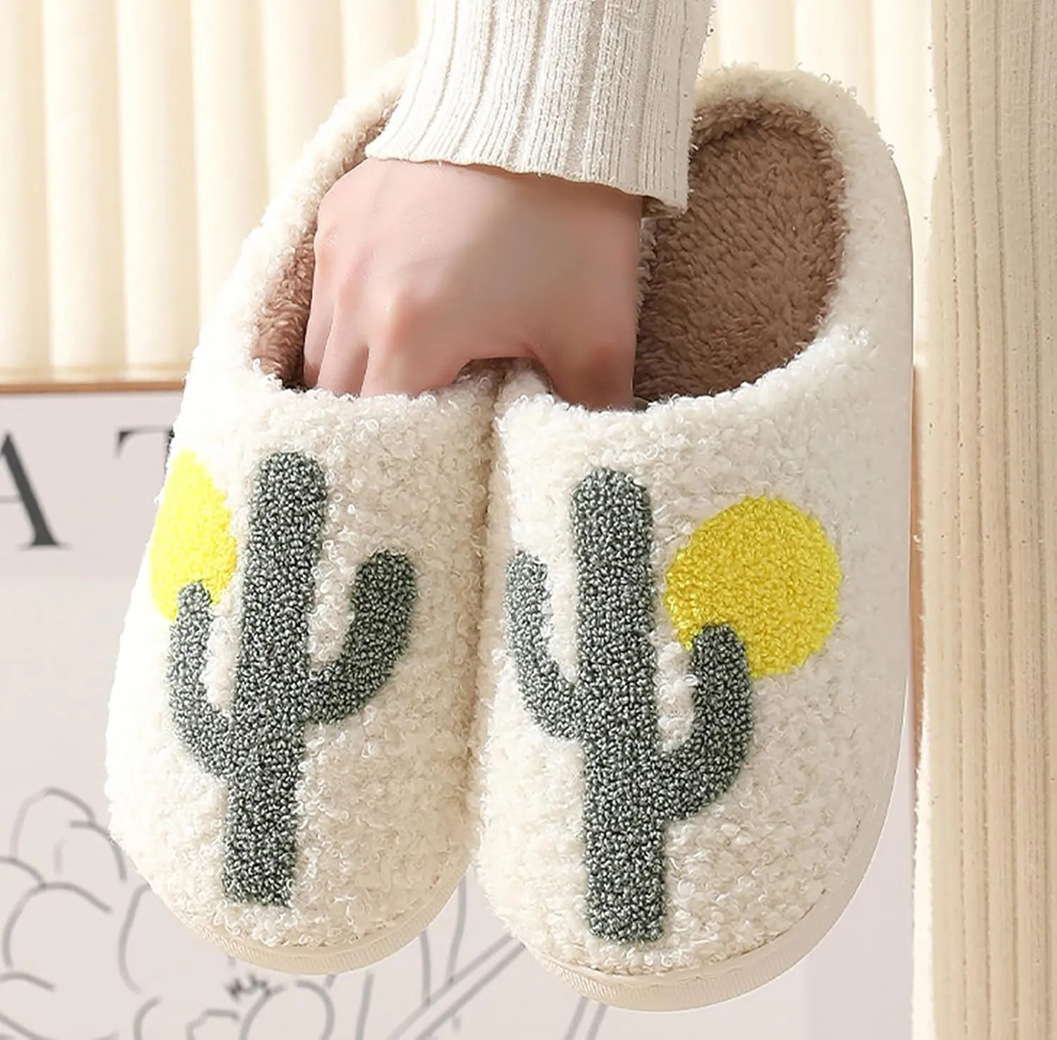 Cowboy Cowgirl Hat Slippers For Women Men Smile Face Slipper Plush Comfy Retro Preppy Slippers Warm Fuzzy House Shoes