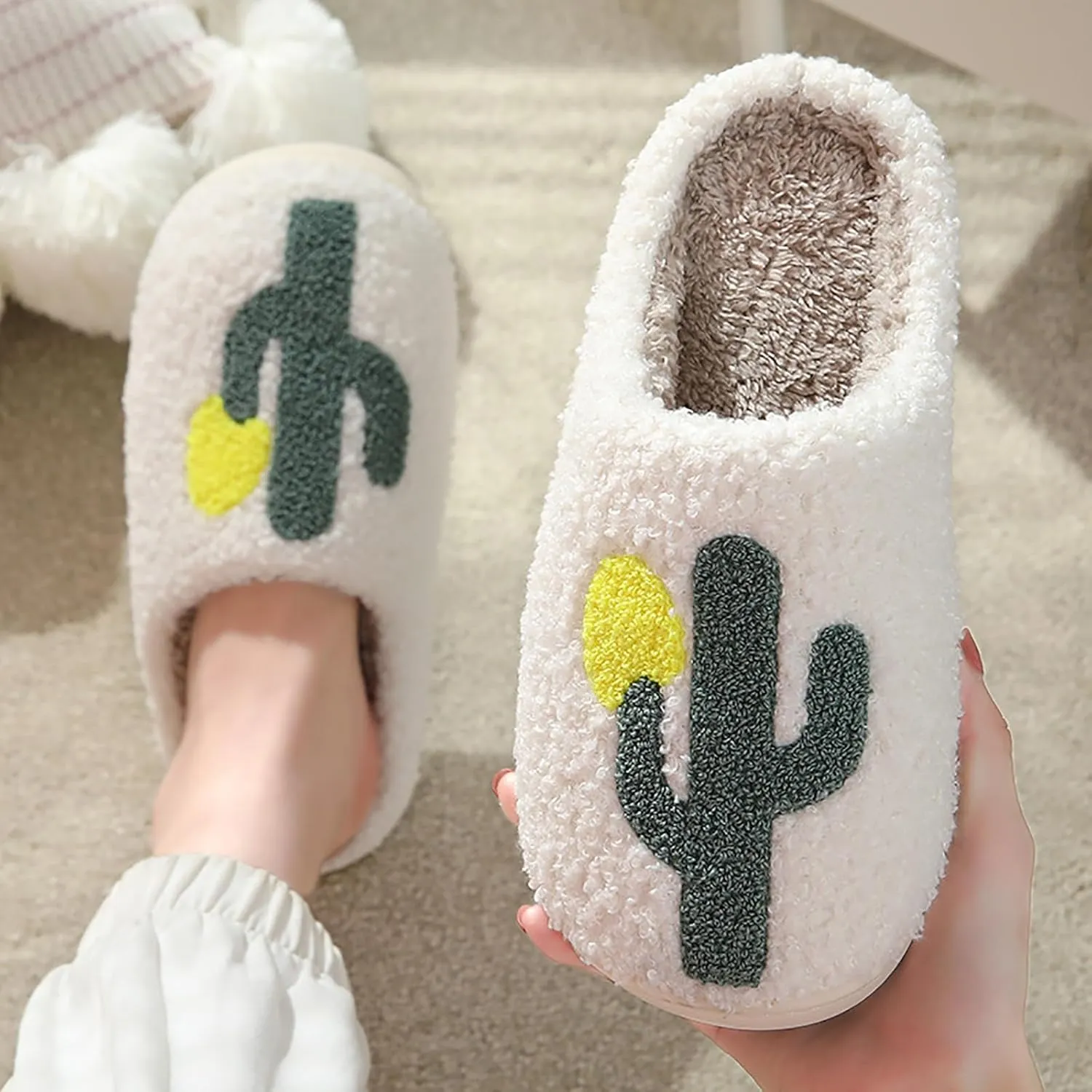 Cowboy Cowgirl Hat Slippers For Women Men Smile Face Slipper Plush Comfy Retro Preppy Slippers Warm Fuzzy House Shoes