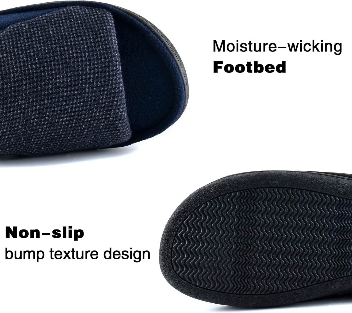 Cozy Men's Open Toe House Slippers Memory Foam,Comfy Slip On Indoor Slippers for Men Breathable, Non-Slip Soft Bedroom Home Slippers Lightweight
