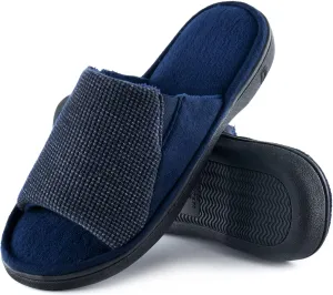Cozy Men's Open Toe House Slippers Memory Foam,Comfy Slip On Indoor Slippers for Men Breathable, Non-Slip Soft Bedroom Home Slippers Lightweight