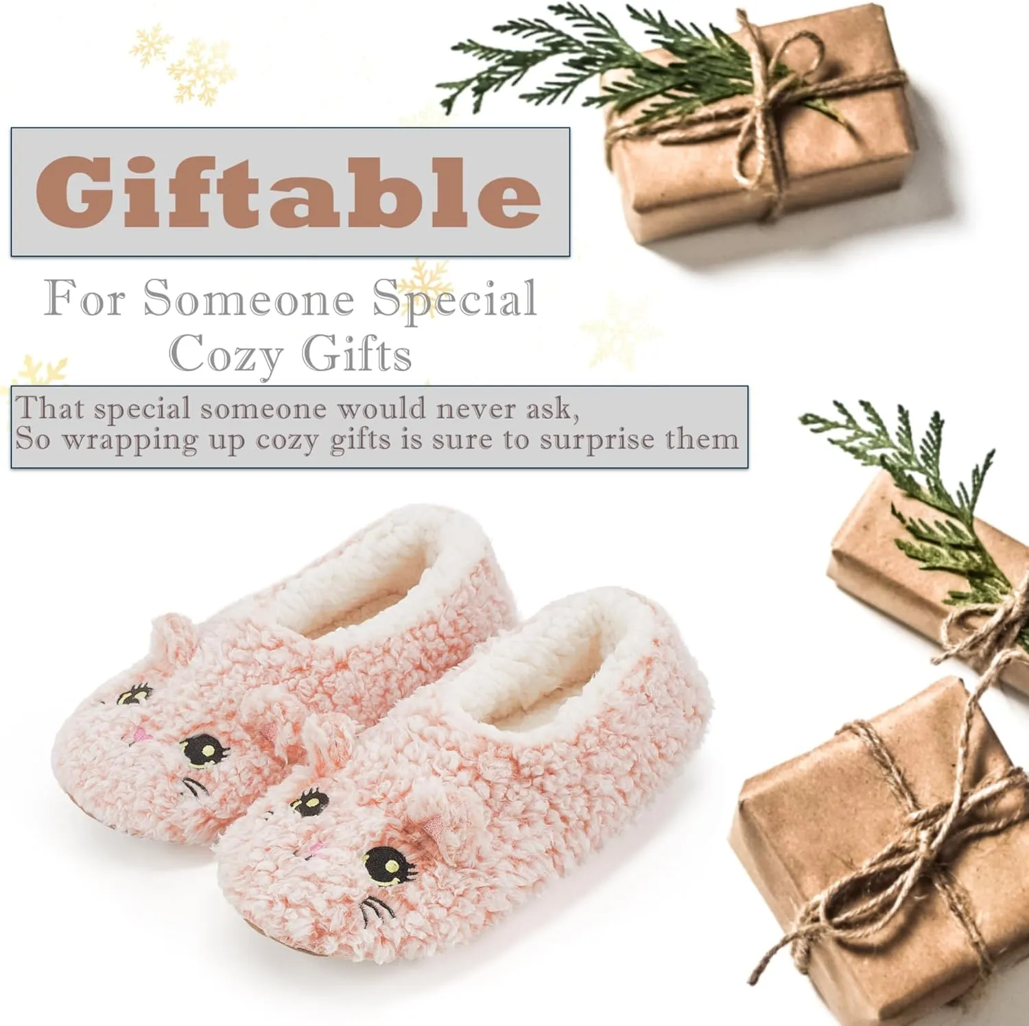 Cozylook Cute Animal House Slippers - Fuzzy Warm Bedroom Slipper Socks Non-Slip Grippers with Funny Face Designs, Fun Christmas Gifts Unique