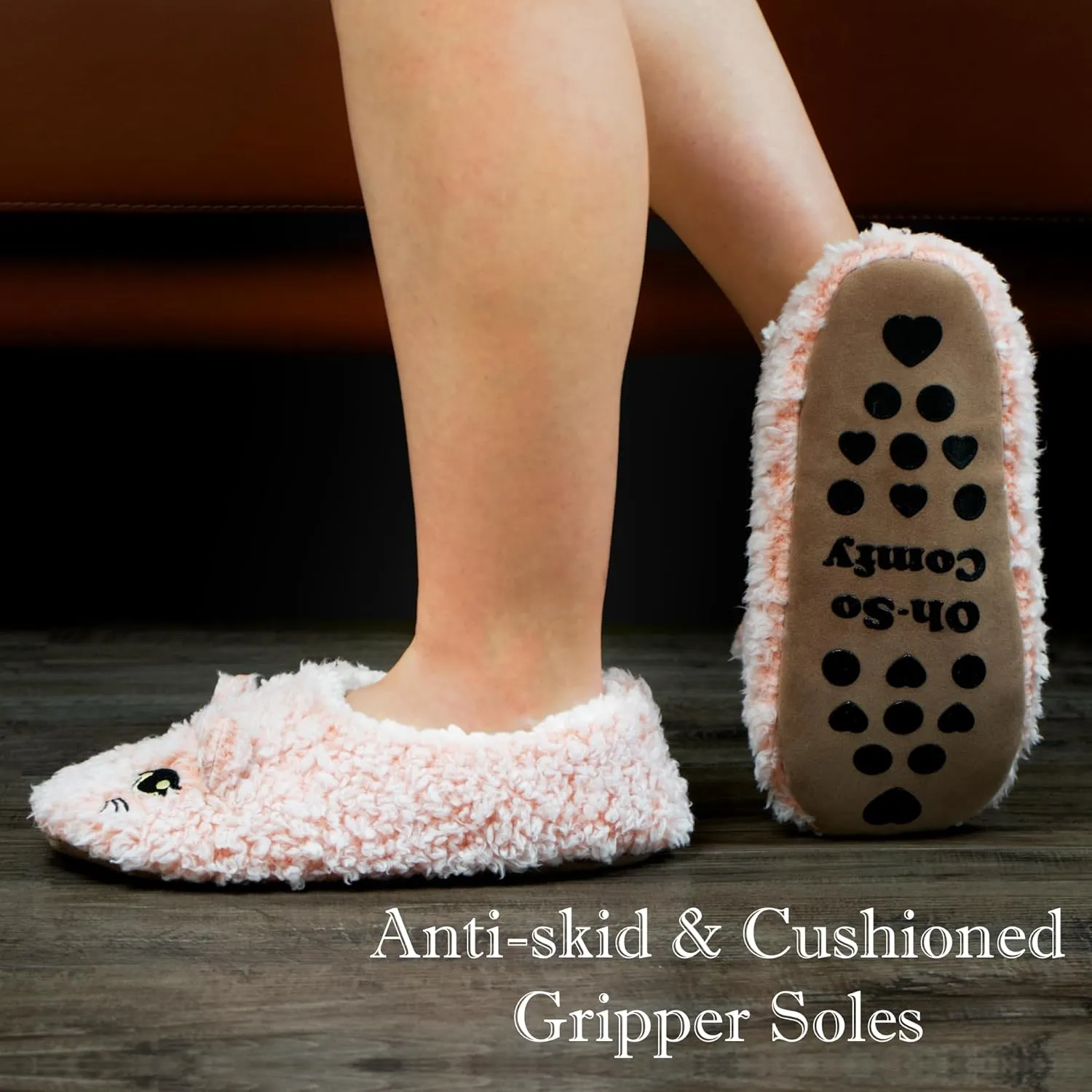 Cozylook Cute Animal House Slippers - Fuzzy Warm Bedroom Slipper Socks Non-Slip Grippers with Funny Face Designs, Fun Christmas Gifts Unique