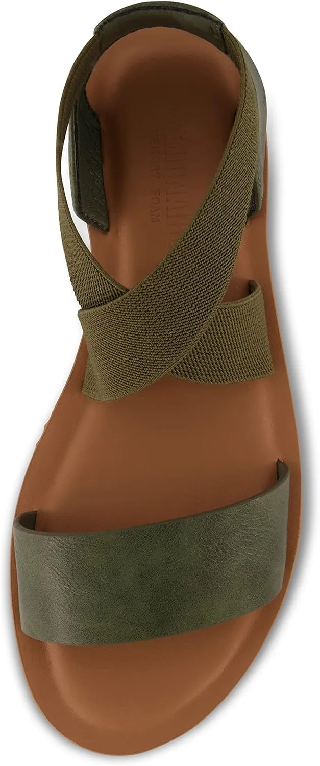 CUSHIONAIRE Women's Chancy stretch gore sandal  Memory Foam and Wide Widths Available