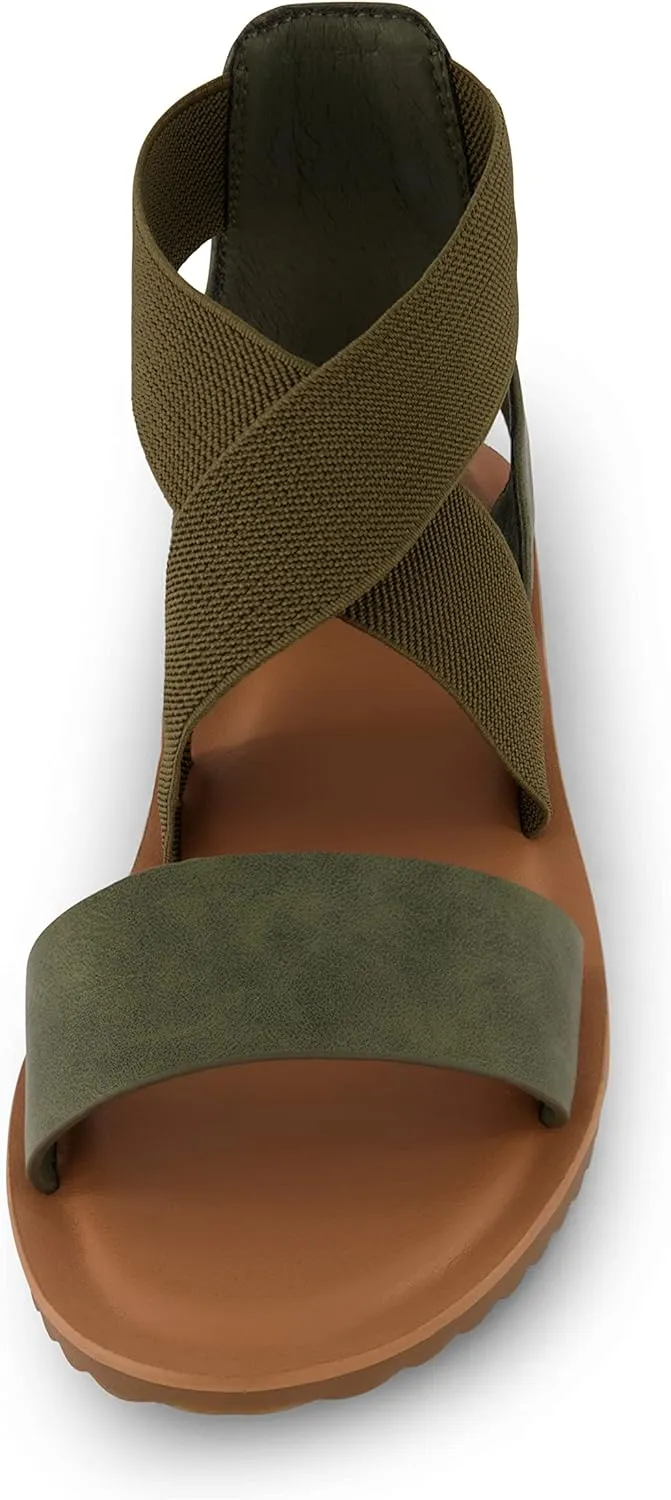 CUSHIONAIRE Women's Chancy stretch gore sandal  Memory Foam and Wide Widths Available