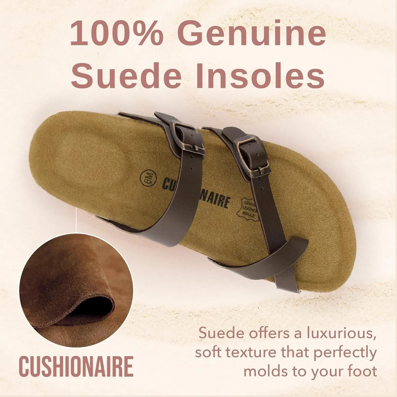CUSHIONAIRE Women's Luna Cork Footbed Sandal With  Comfort