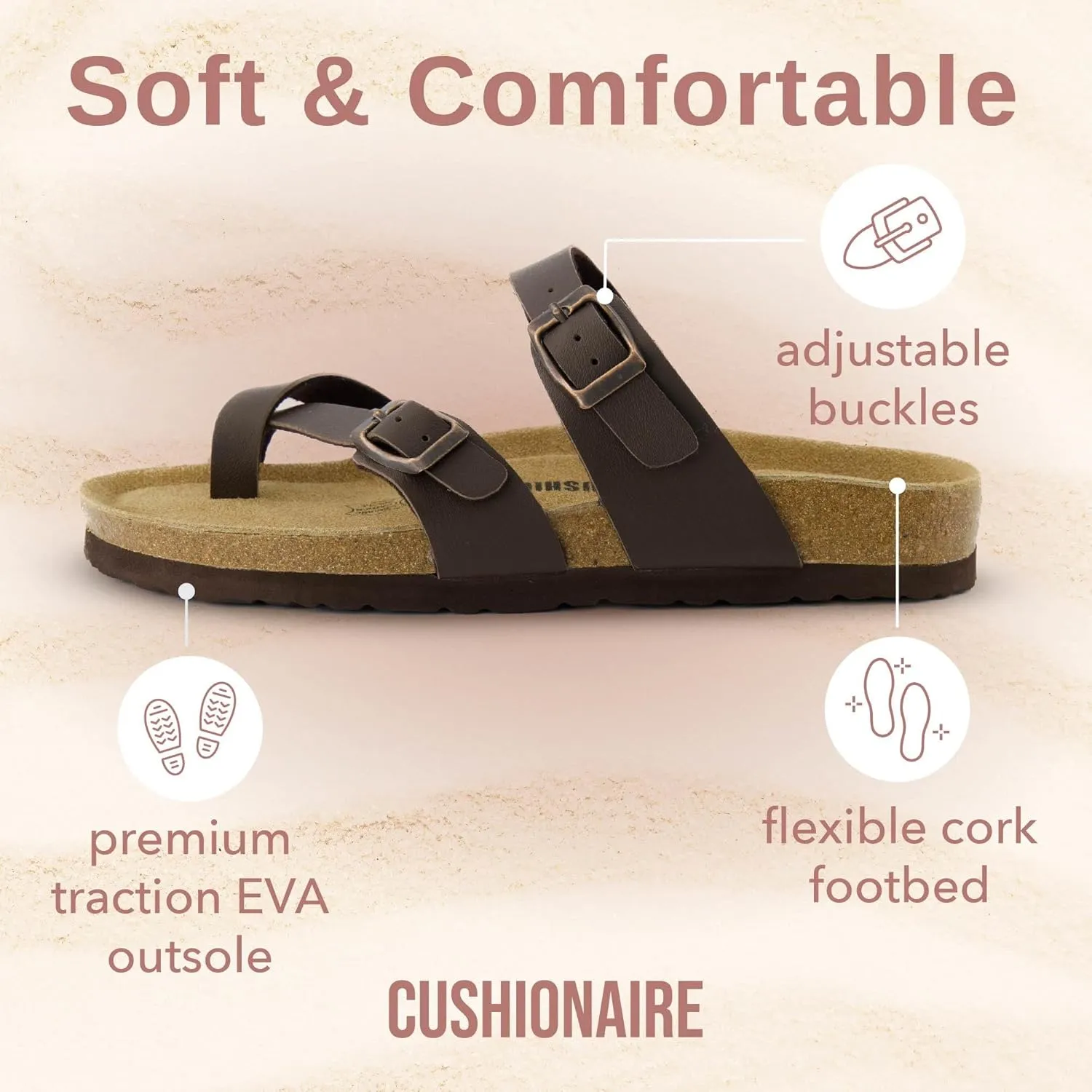 CUSHIONAIRE Women's Luna Cork Footbed Sandal With  Comfort