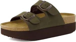 CUSHIONAIRE Women's Plane Platform Footbed Sandal With  Comfort, Wide Widths Available