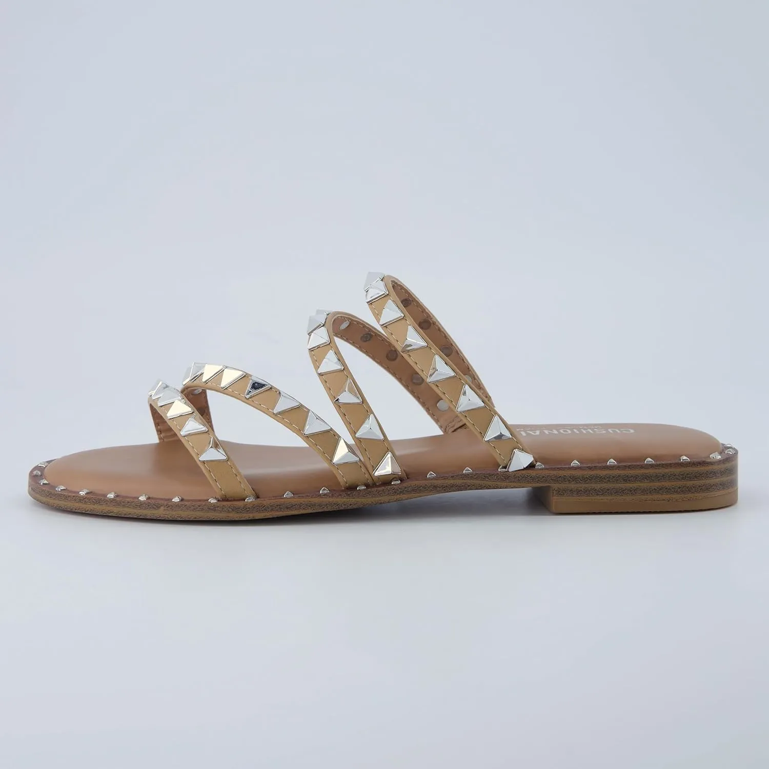 CUSHIONAIRE Women's Tonya Studded slide sandal with Memory Foam