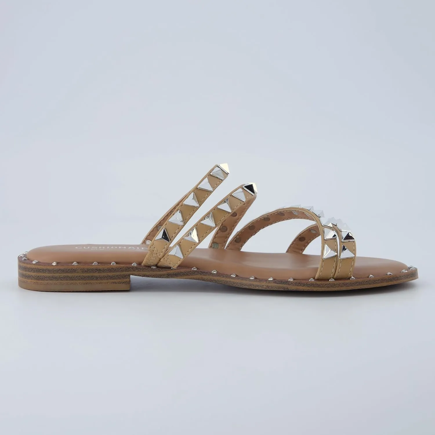 CUSHIONAIRE Women's Tonya Studded slide sandal with Memory Foam