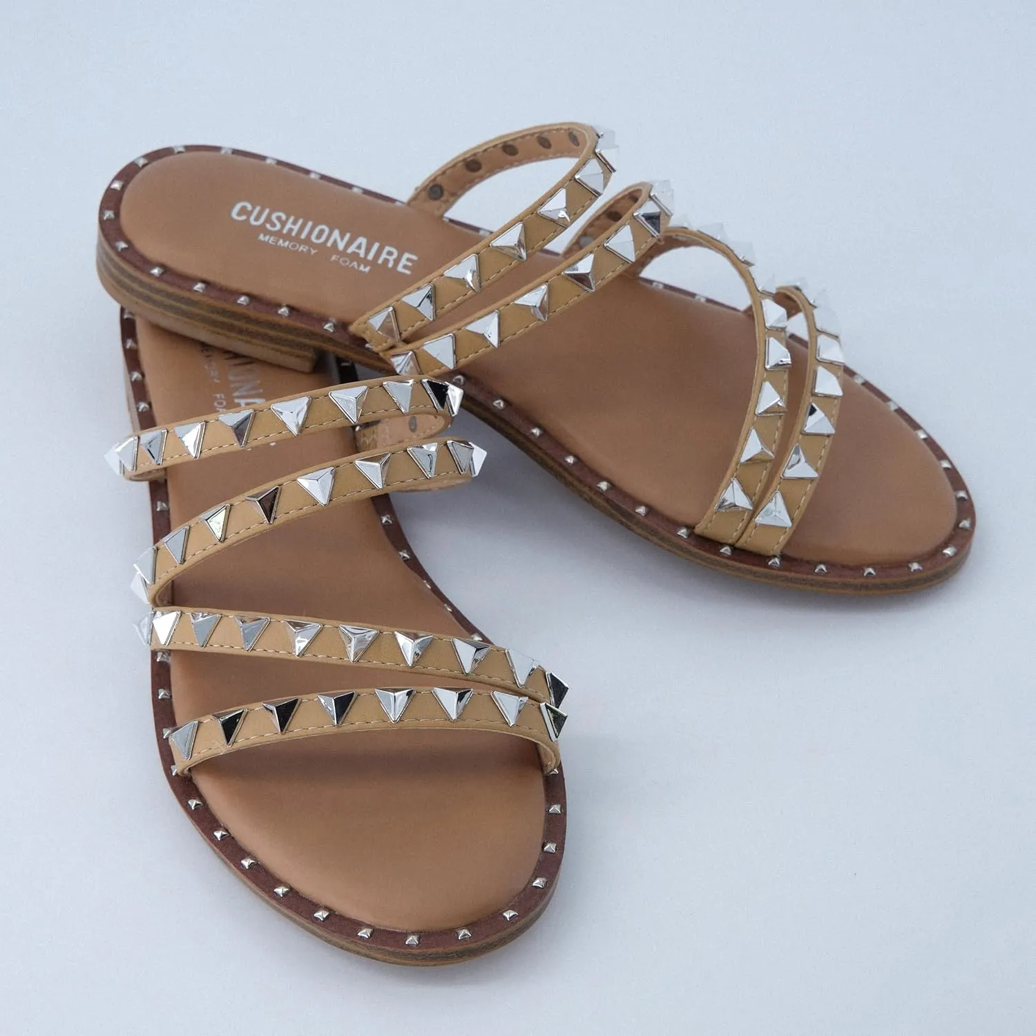 CUSHIONAIRE Women's Tonya Studded slide sandal with Memory Foam