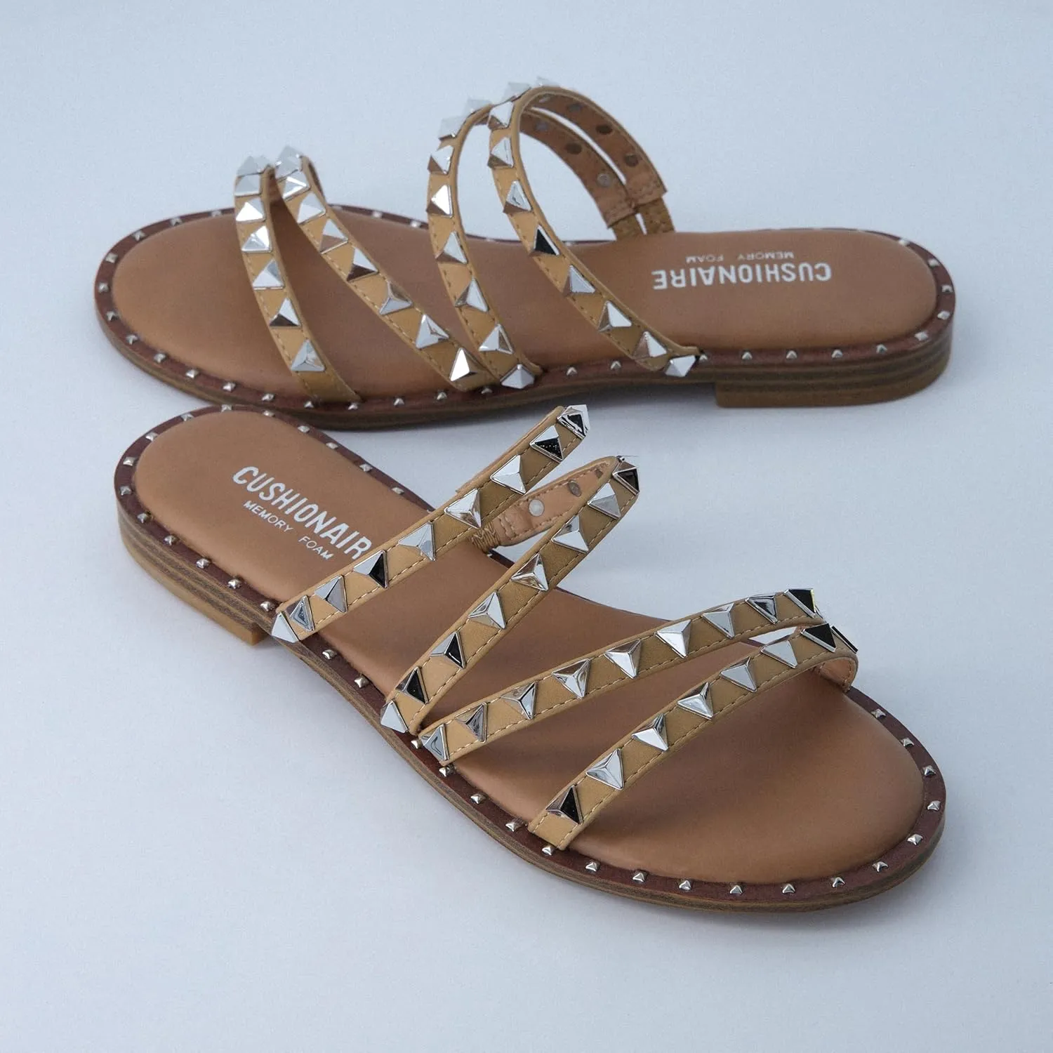 CUSHIONAIRE Women's Tonya Studded slide sandal with Memory Foam