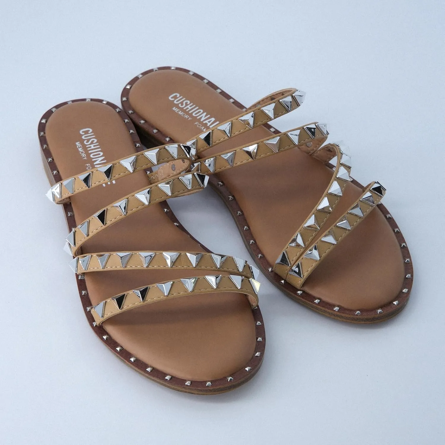 CUSHIONAIRE Women's Tonya Studded slide sandal with Memory Foam