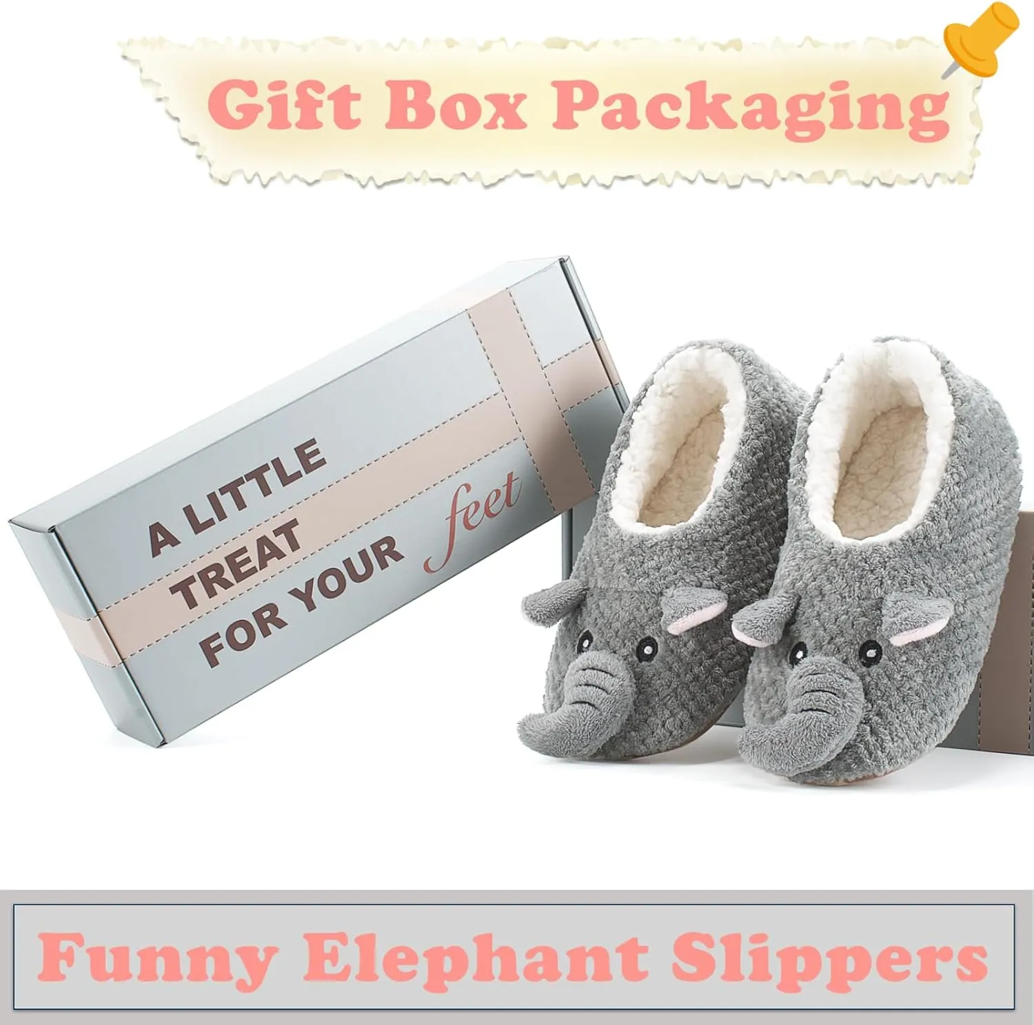 Cute Animal House Slippers, Warm Fuzzy Slipper Socks with Grippers Non Slip, Cozy Funny Gifts
